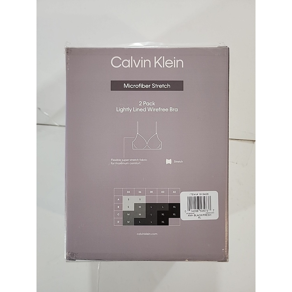 Calvin Klein Women's 2-Pack Lightly Lined Wirefree Bra Set Size XL - Black/Tan - Picture 4 of 6